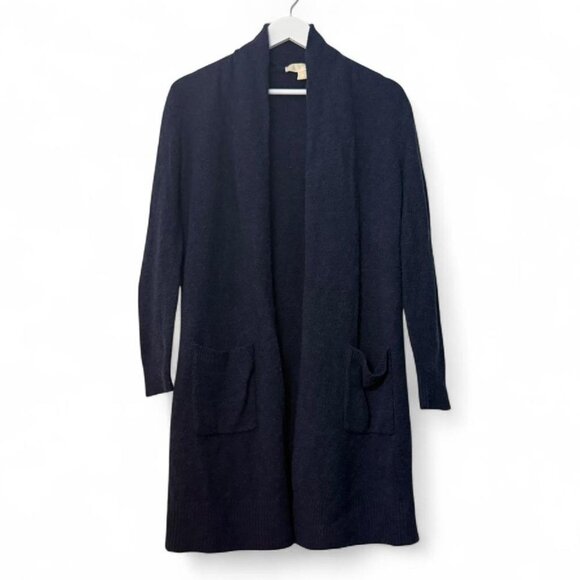 MICHAEL Michael Kors Navy Blue Open Front Long Medium Knit Cardigan Sweater Sz M - Picture 2 of 8